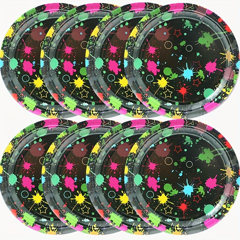 Neon Party Plates Dress Up Happy Birthday Party Supplies 20pcs Plates