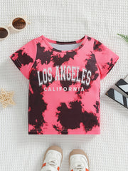 Baby Boys Tie Dye Letter Print T Shirt