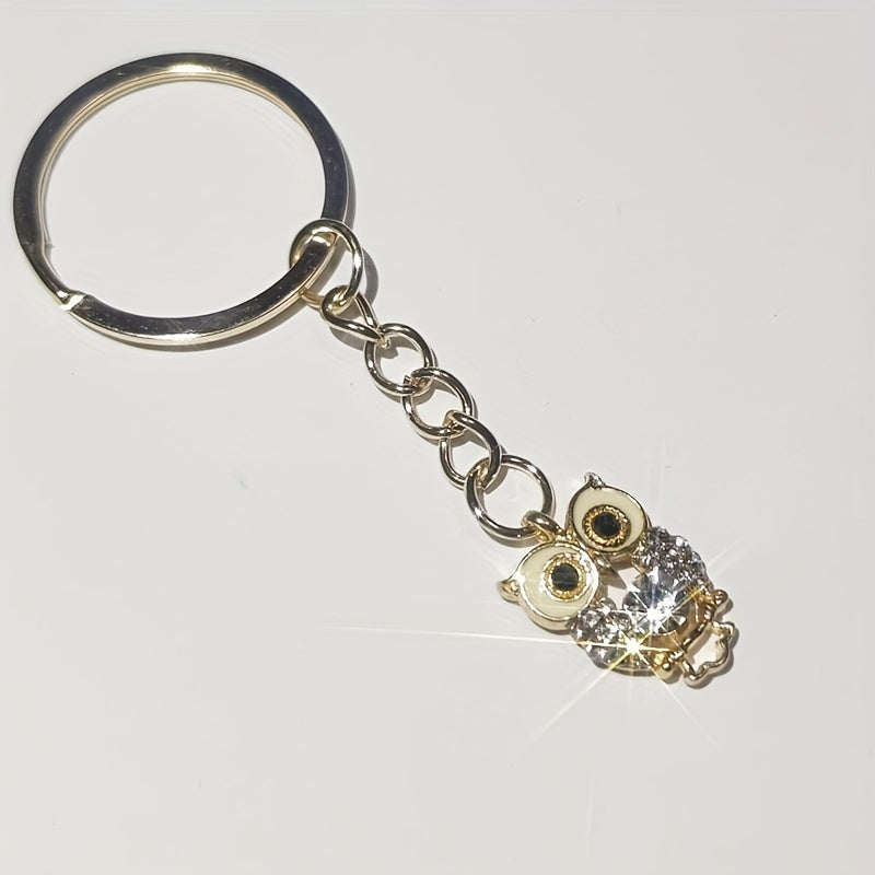 Rhinestone Owl Keychain Bag Charm Customizable Gift