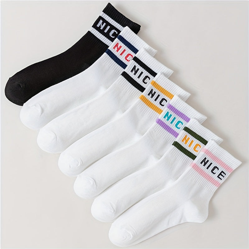7 Pairs Letter Print Socks Women's Mid Tube Stockings