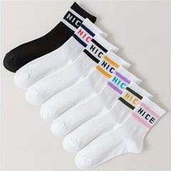 7 Pairs Letter Print Socks Women's Mid Tube Stockings