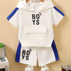 Boys Casual Outfit Hooded T shirt & Shorts Kids Summer Clothes Sets