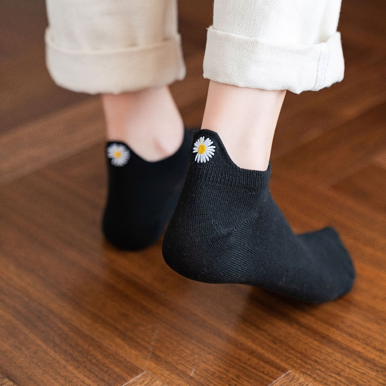 10 Pairs Boat Socks & Soft Floral Embroidered Cotton Socks Women's Stockings