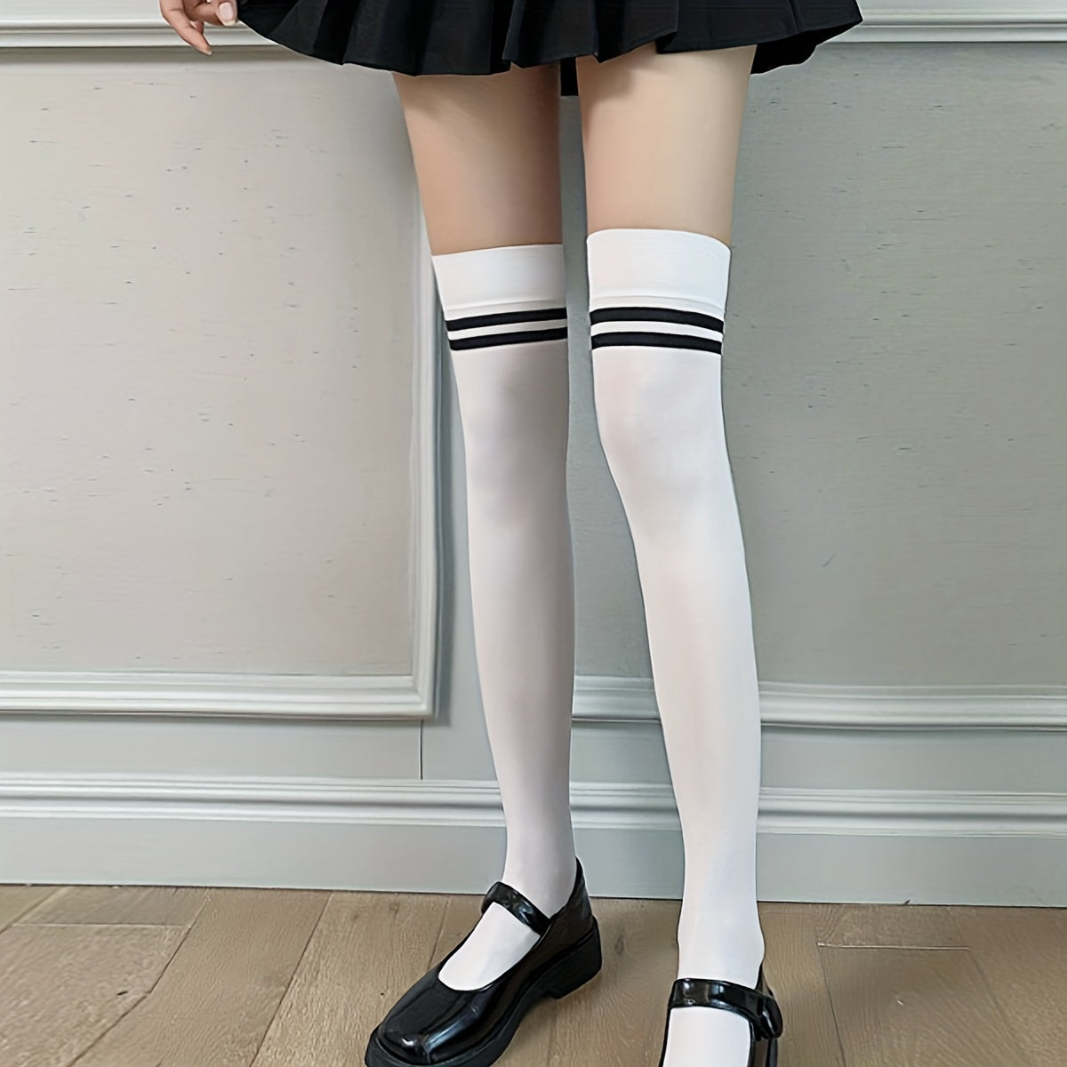 Striped Thigh High Socks College Style Women's Stockings