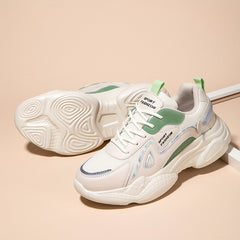 Women's Faux Leather Heighten Chunky Sneakers Casual Running Shoes