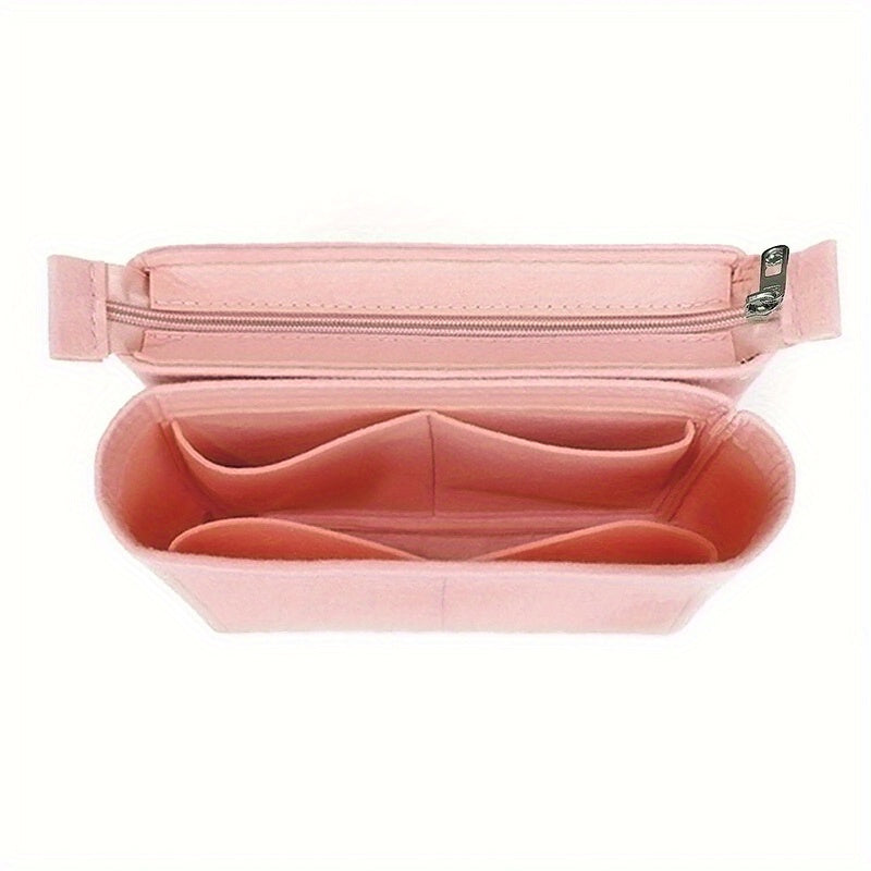 2pcs Felt Insert Organizer Storage Bag Zipper Liner Lightweight Portable Bag