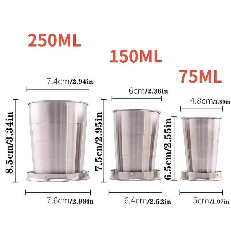 Portable Stackable Metal Folding Cup Telescopic with Keychain