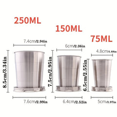 Portable Stackable Metal Folding Cup Telescopic with Keychain