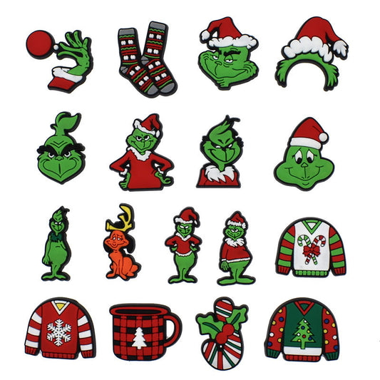Christmas Pattern Charms For Clogs PVC Bubble Slides Sandals Decorations