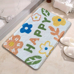 Flower Pattern Floor Mat Soft Bath Rug Machine Washable
