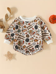 Baby Pumpkin Turkey Print Jumpsuit for 0-2 Years