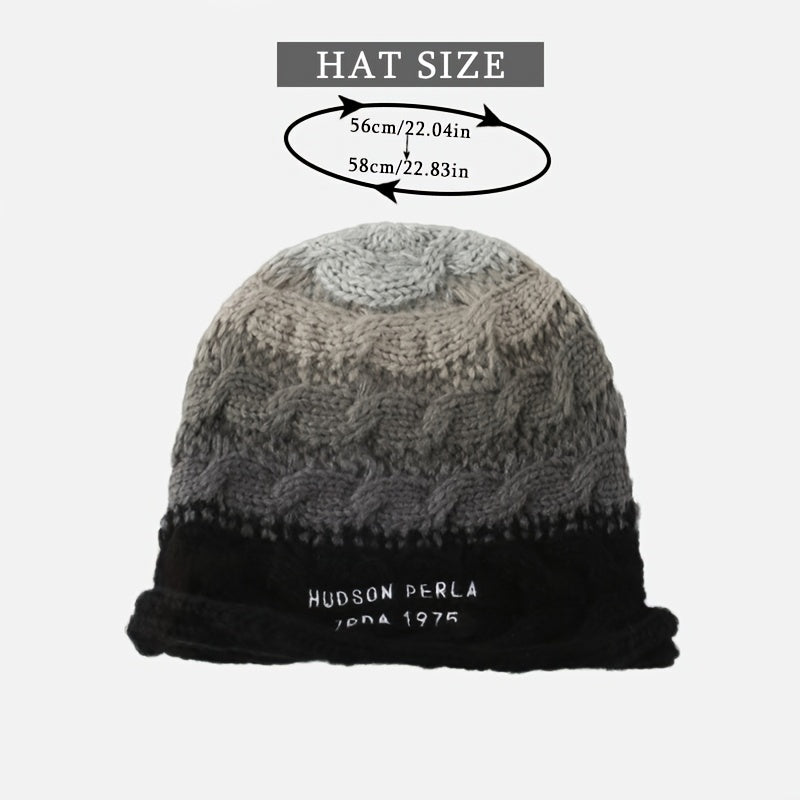 Gradient Layered Beanie Hat Winter Warm Woolen Earmuffs Knitted Hat