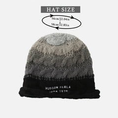 Gradient Layered Beanie Hat Winter Warm Woolen Earmuffs Knitted Hat