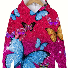 Sequin Butterfly Hooded Top for Girls