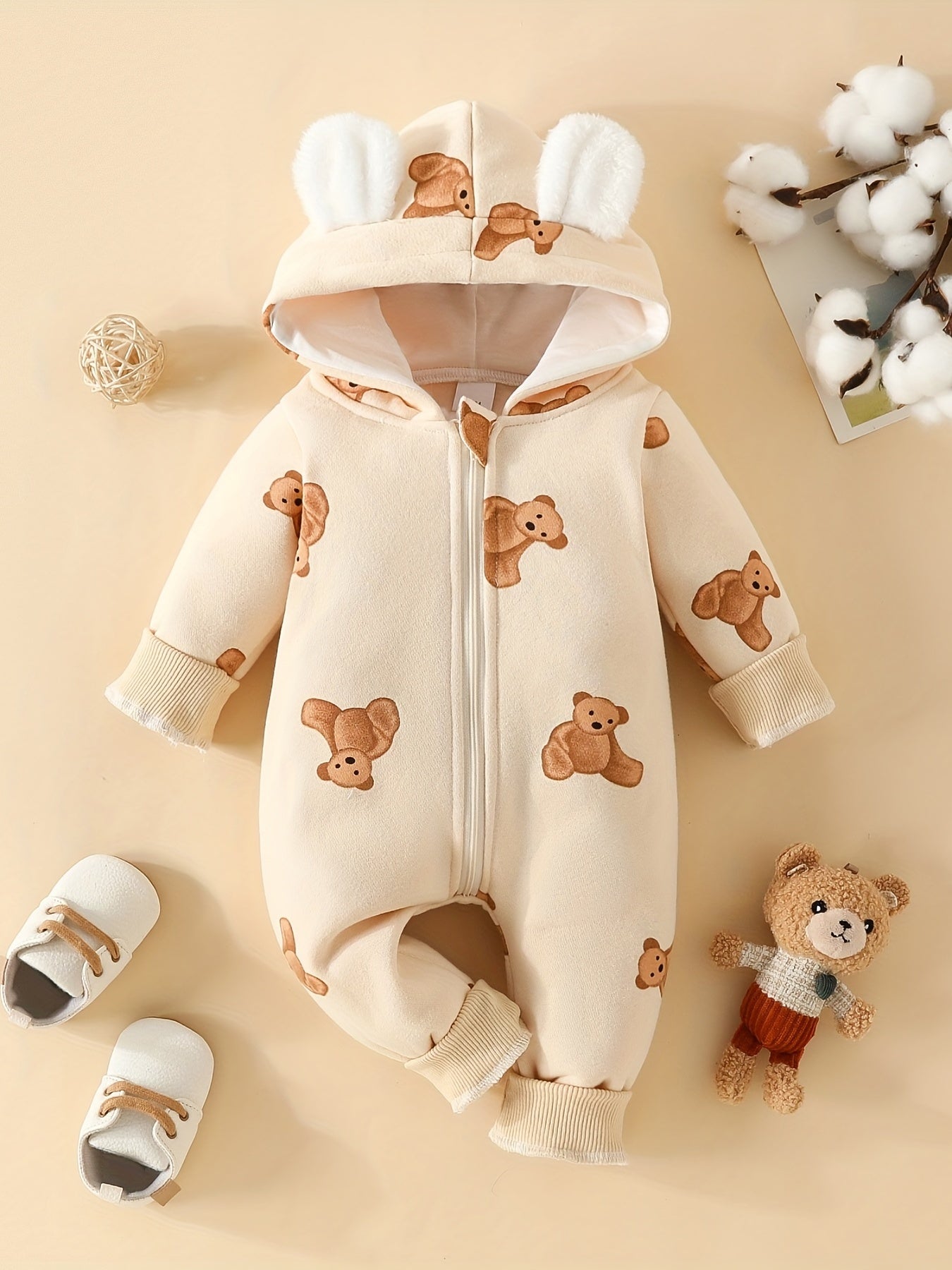 Baby Cow Hooded Sweatshirt Jumpsuit