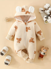 Baby Cow Hooded Sweatshirt Jumpsuit