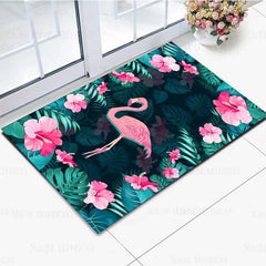 Flamingo Flower Pattern Carpet Christmas Door Floor Mat Non-slip Rug