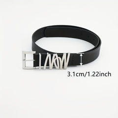 Stylish PU Belt Hip Hop Square Metal Pin Buckle Belt For Women