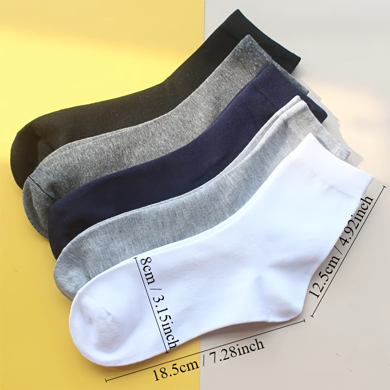 5Pairs Men's Cotton Anti Odor Crew Socks