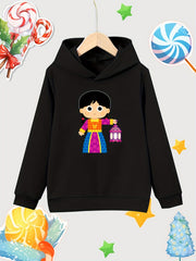 Girl with Lantern Girls Pullover Hoodie for Autumn