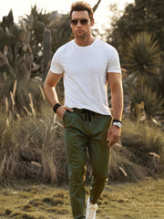 Men's Casual Jogging Pants Cotton Chino Overalls Hiking Sweatpants
