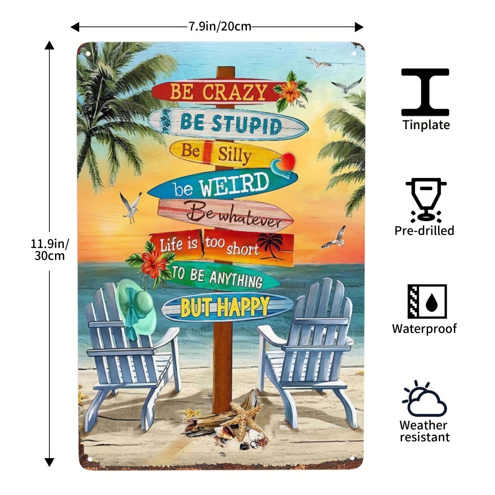 Beach Tin Sign Beach Days Surfing Club Funny Retro Signs Waterproof Decor