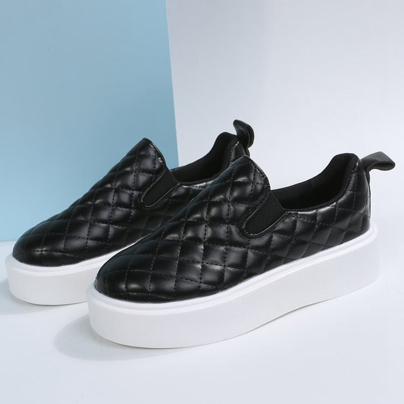 Women's Quilted Platform Loafers Slip on Sneakers