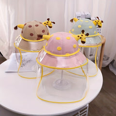 Kids Cartoon Giraffe Bucket Hat with Mask