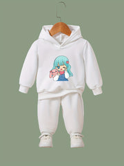OERYUI 2pcs Cartoon Girl Print Hoodies Pants Set For Girls Boys