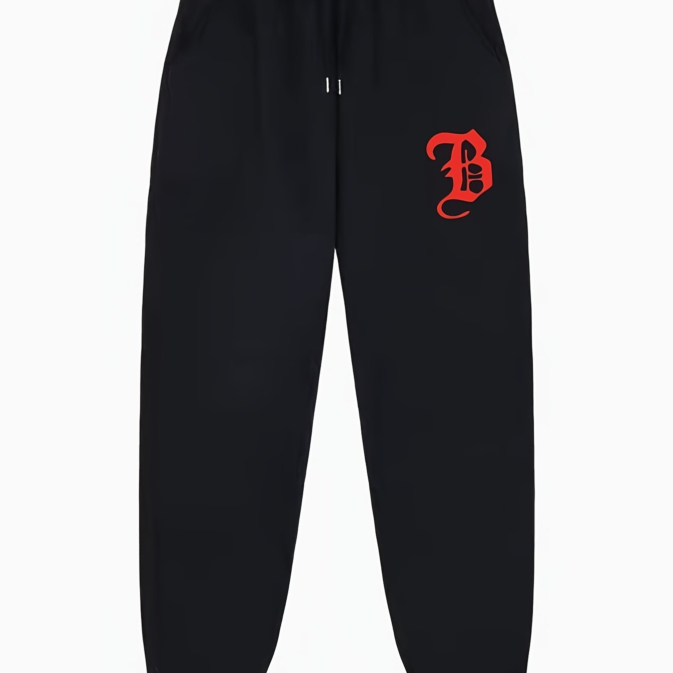 B Print Joggers Men s Casual Regular Stretch Waist Drawstring Sweatpants