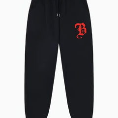 B Print Joggers Men s Casual Regular Stretch Waist Drawstring Sweatpants