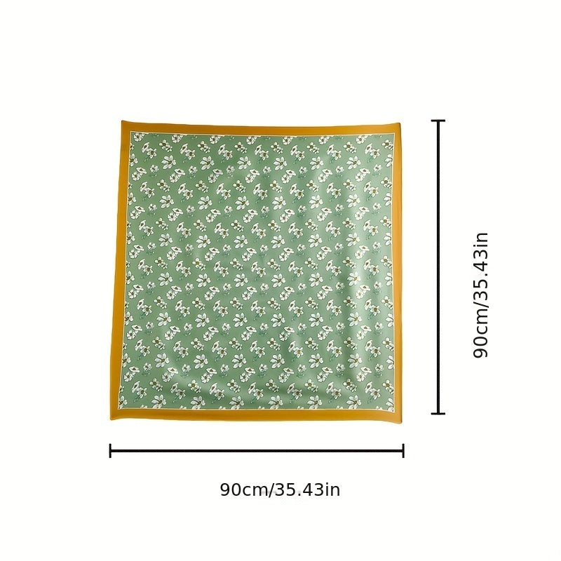 Floral Print Shawl Large Satin Square Scarf Bandana Turban