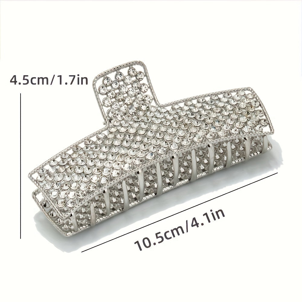 Zinc Alloy Silver Hair Clips 4 Inches Rhinestones Metal Hair Clips