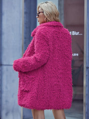 Plush Jacket with Patched Pockets for Winter