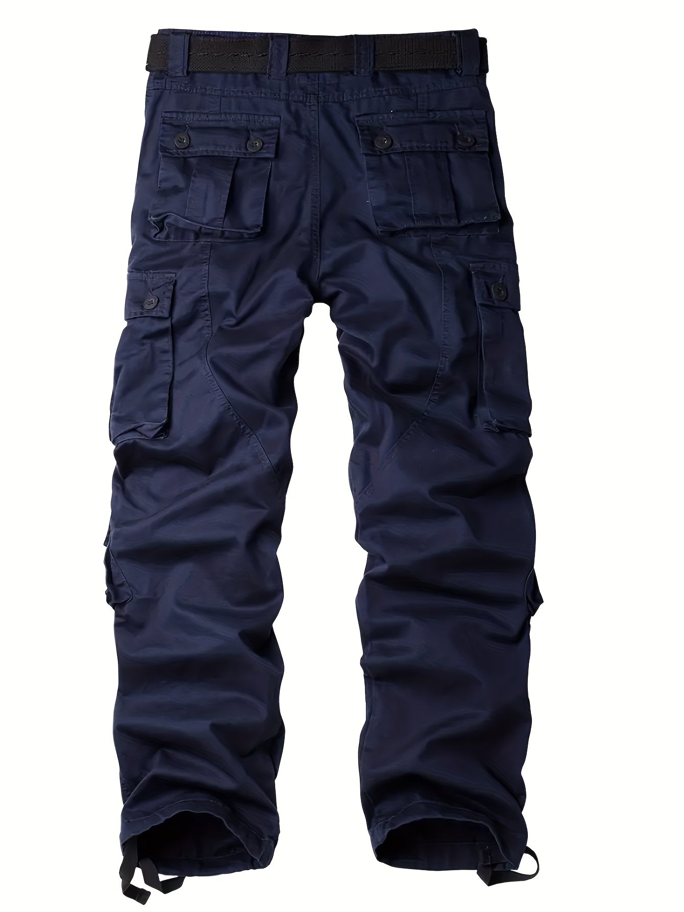 Solid Cotton Men's Cargo Pants Loose Casual Outdoor Work Pants