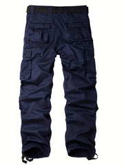 Solid Cotton Men's Cargo Pants Loose Casual Outdoor Work Pants