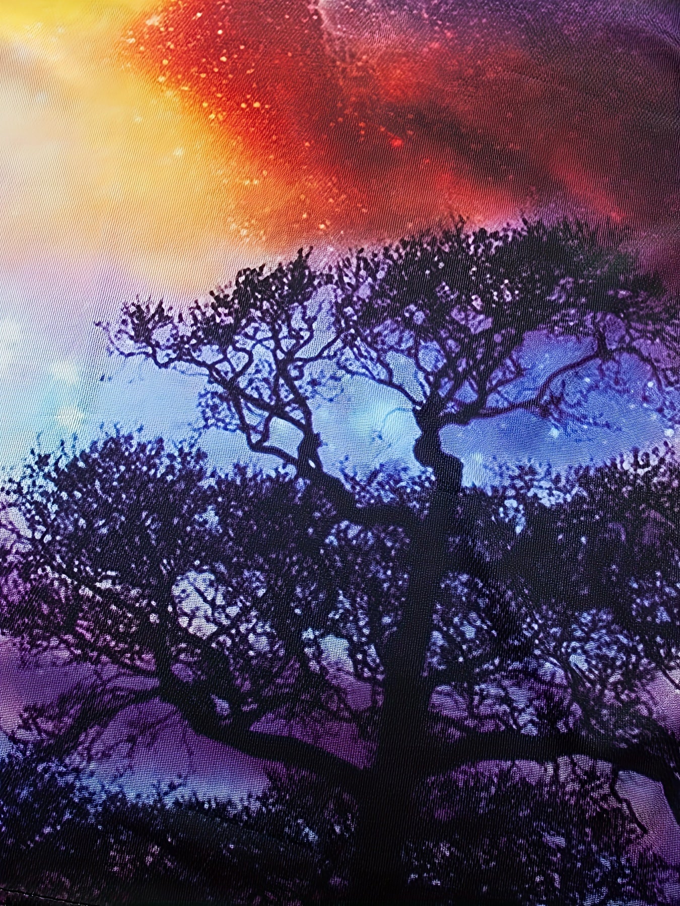 Men's Tree And Galaxy Graphic T Shirt Short Sleeve Top