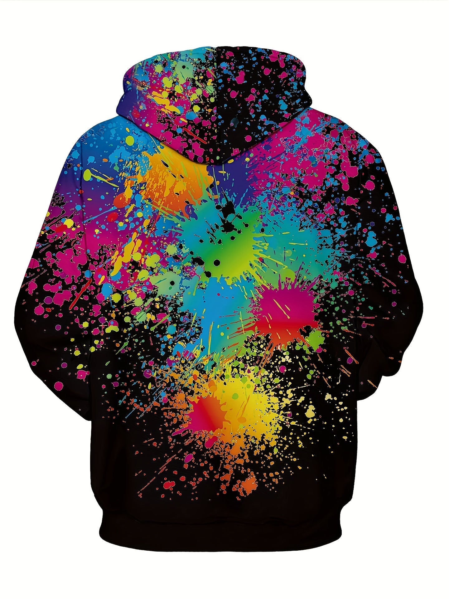Colorful Paint Print Hoodies For Men Graphic Hoodie With Kangaroo Pocket