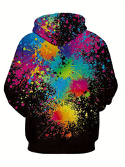 Colorful Paint Print Hoodies For Men Graphic Hoodie With Kangaroo Pocket