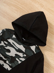 2pcs Baby Boys Camouflage Hooded Tops & Pant Set