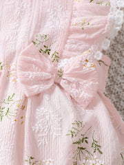 2pcs Baby Girls Floral Sleeveless Onesie & Headband Set