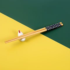 1pc Bamboo Chopsticks Floral Pattern Non-slip Kitchen Supplies