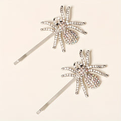 2pcs Rhinestone Spider Bobby Pin Bangs Clip Side Clip
