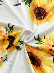 Sunflower Print V Neck Tank Top Summer Sleeveless Casual Women's Clothing