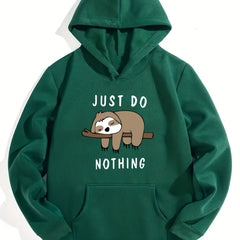 Girls Sloth Print Hooded Sweatshirt Top Long Sleeve Pullovers
