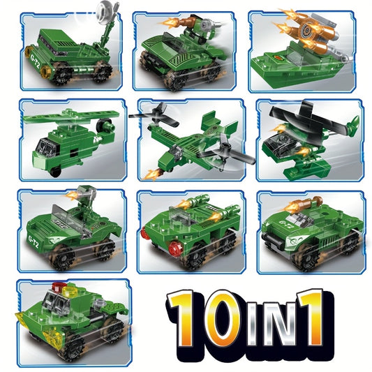 Military Building Blocks Set - Helicopters, Tanks - 10 in 1 Toy