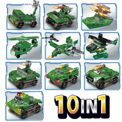 Military Building Blocks Set - Helicopters, Tanks - 10 in 1 Toy