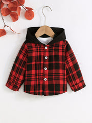Baby Boy's Cotton Hooded Jacket Button Up Stretchy Coat