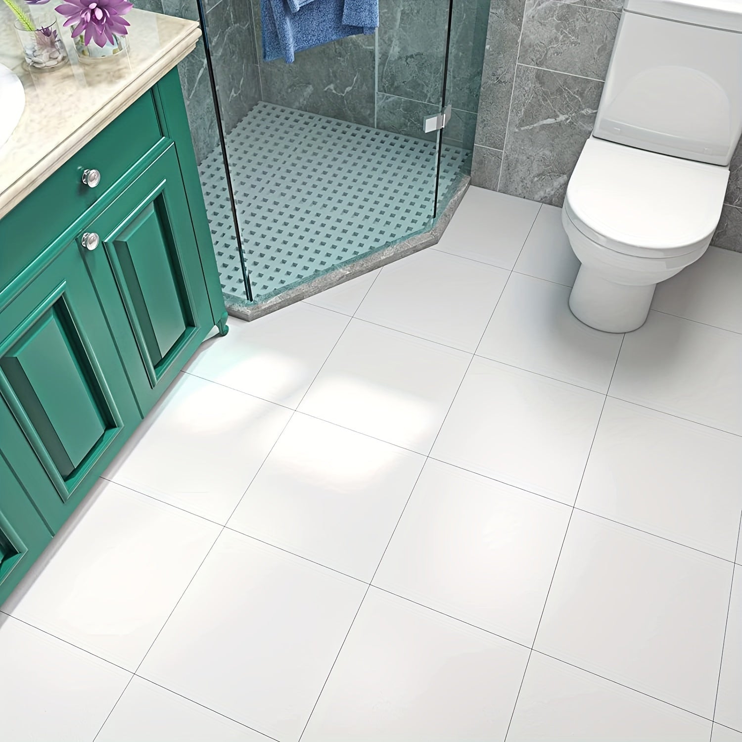 10pcs Peel and Stick Floor Tiles 30 30 Easy Install Waterproof Bathroom Kitchen