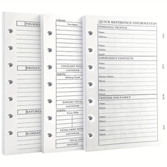 Personal Size 7Hole Punched Budget System Refill Weekly & Monthly Planner